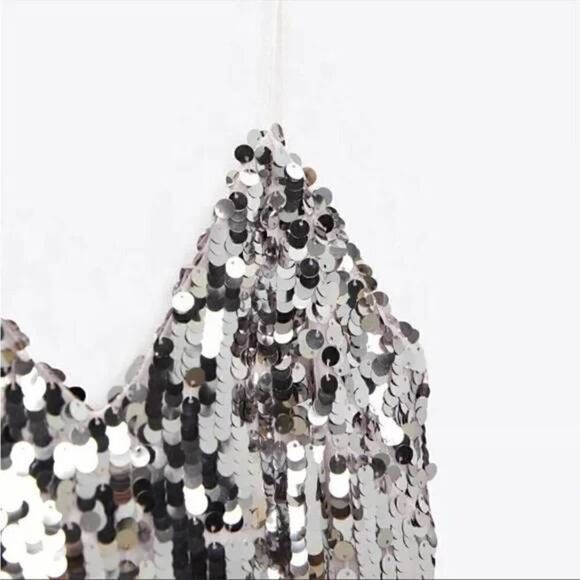 SILVER STRAPPY SEQUIN DRESS ZARA - Picture 9 of 16